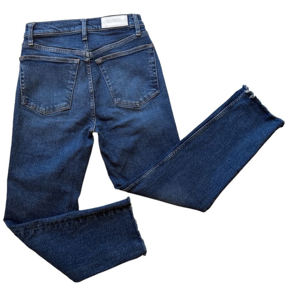 Re/Done 70s High-Rise Stove Pipe Comfort Stretch Raw Hem Denim Jeans Size 26 - Picture 9 of 15